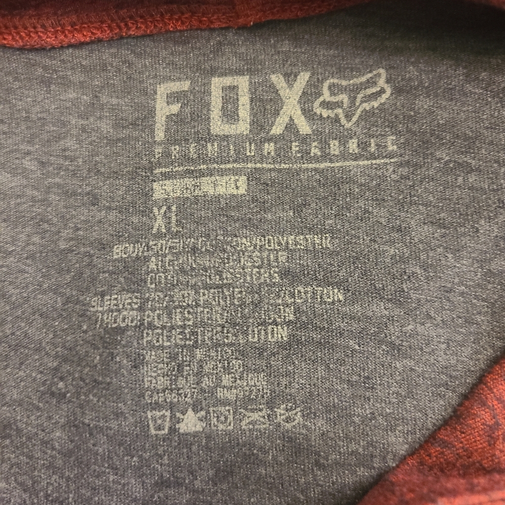 Fox Racing Red and Gray Logo Pullover Hoodie Men's XL - Cotton/Poly Blend - Picture 5 of 5